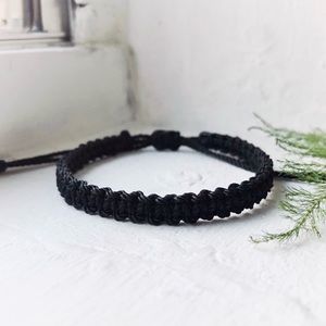 Black Nylon Square-Knot Bracelet